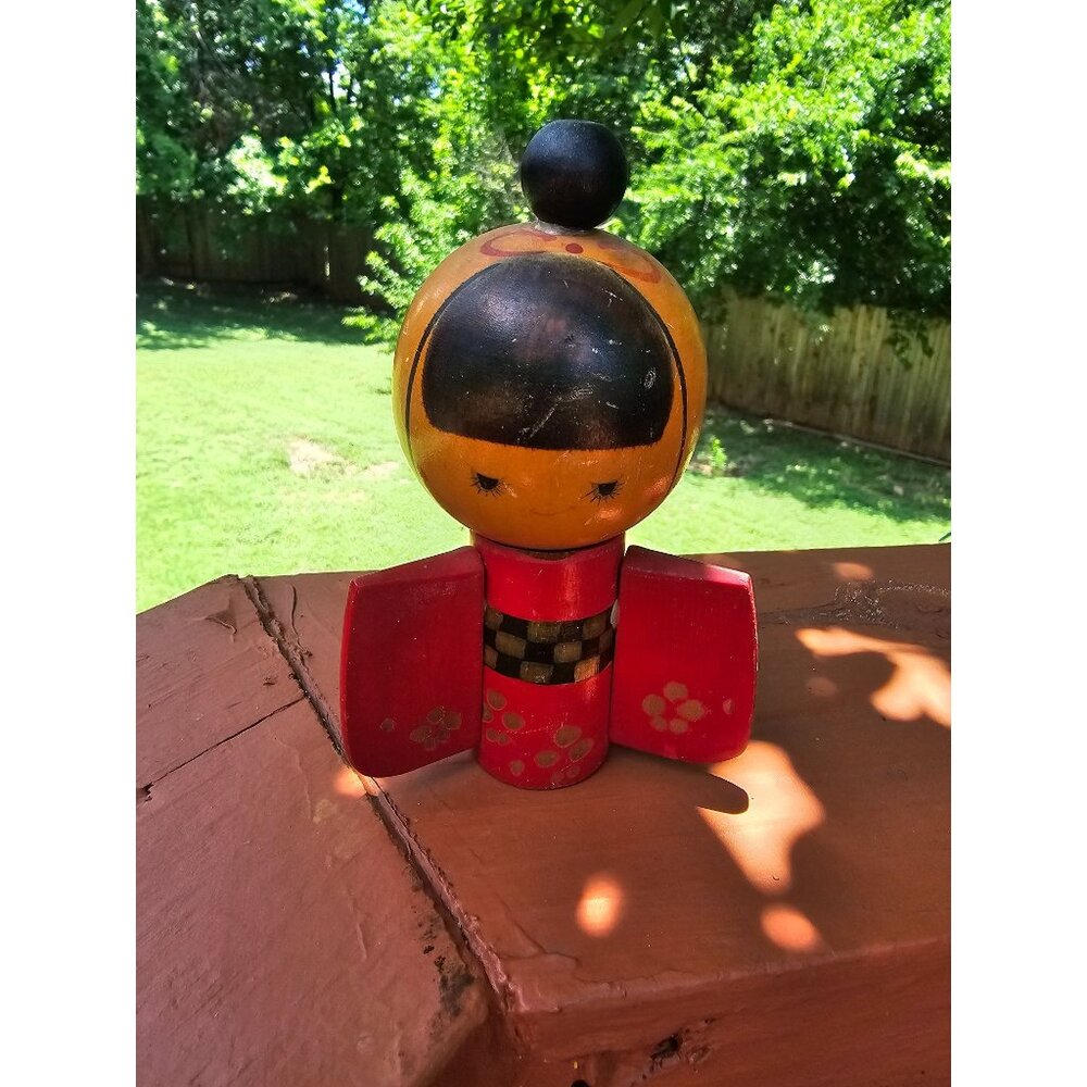 Sansaku‎ Sekiguchi Vintage Japanese Kokeshi Doll Hand-Painted Wooden 5 Inch RARE